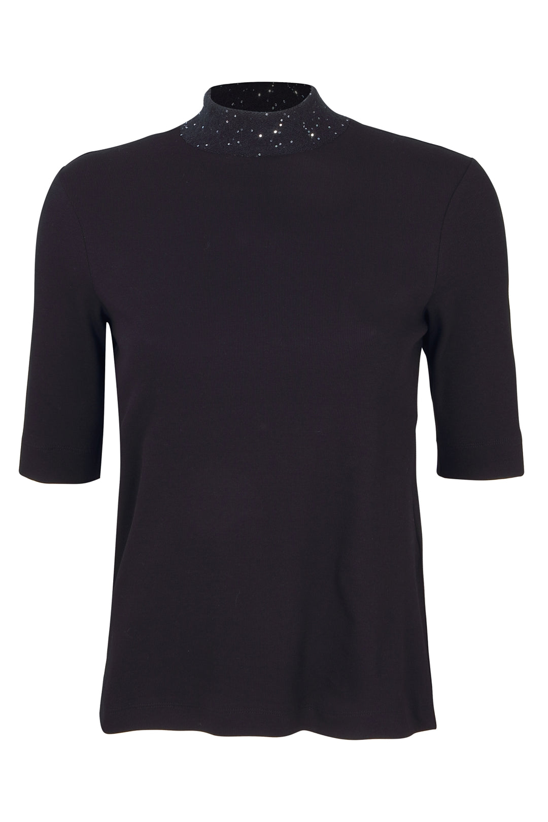 T-Shirt mit Pailletten-Turtleneck