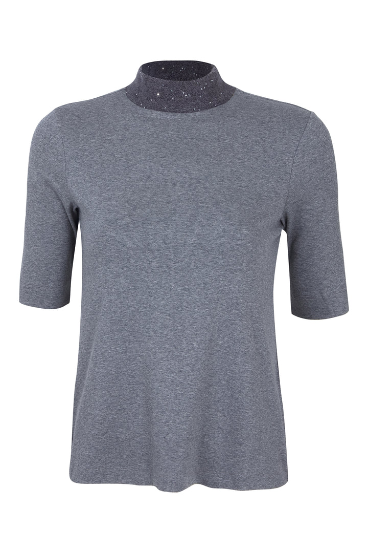 T-Shirt mit Pailletten-Turtleneck