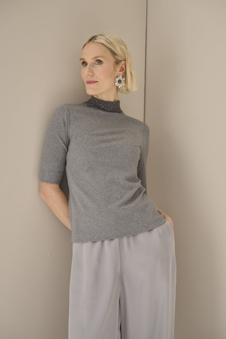 Sequin Turtleneck T-Shirt