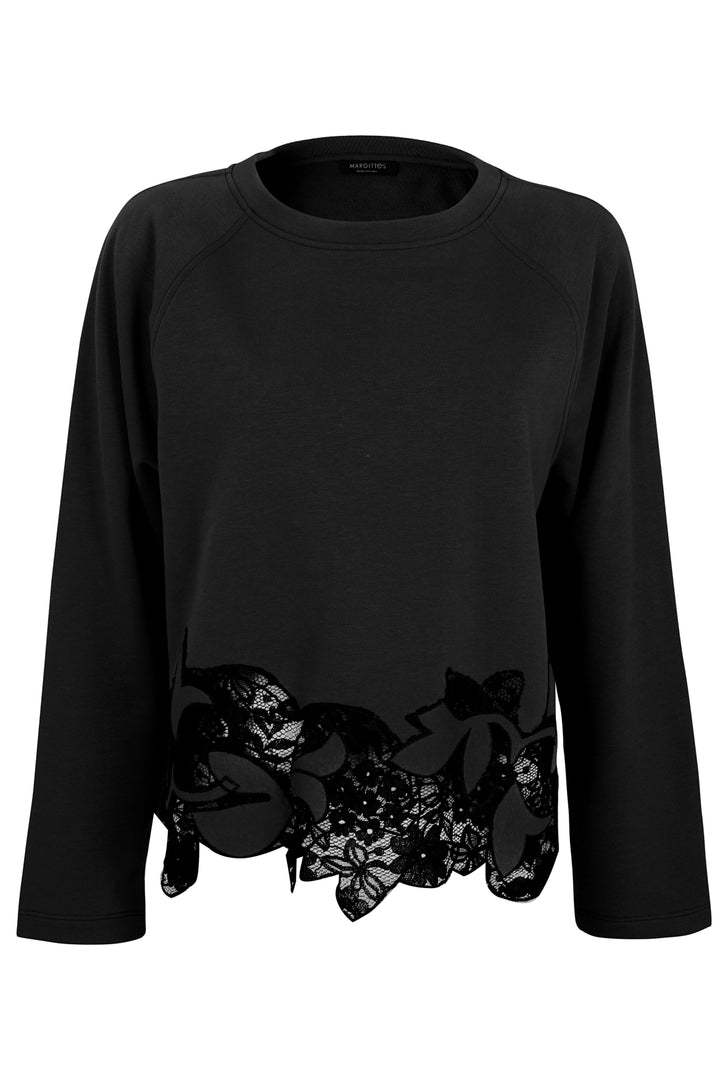 Sweatshirt mit Spitzenbesatz am Saum