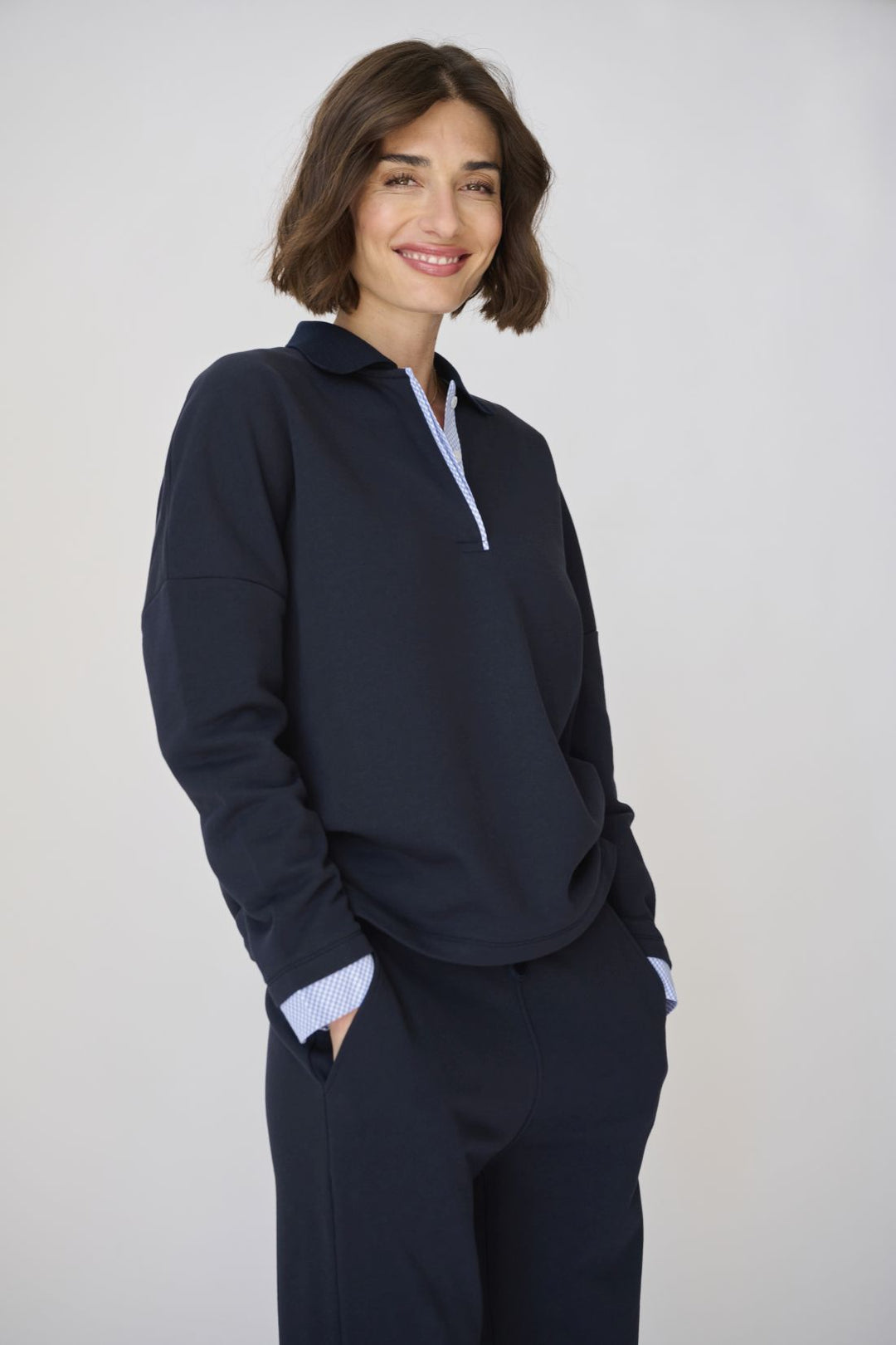 Langarm-Poloshirt im Hemd-Look