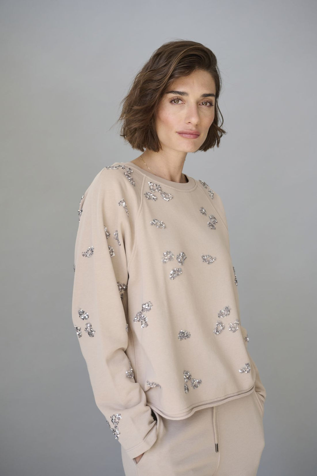 Sweatshirt mit Pailletten-Polkadots