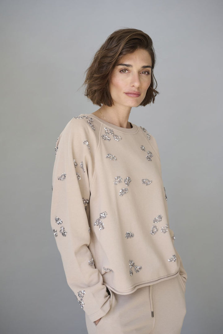 Sweatshirt mit Pailletten-Polkadots