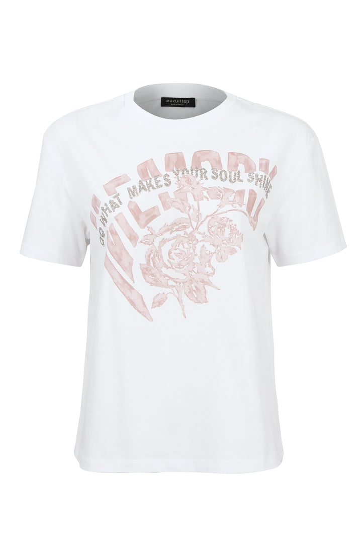 Rosenprint T-Shirt und Strass