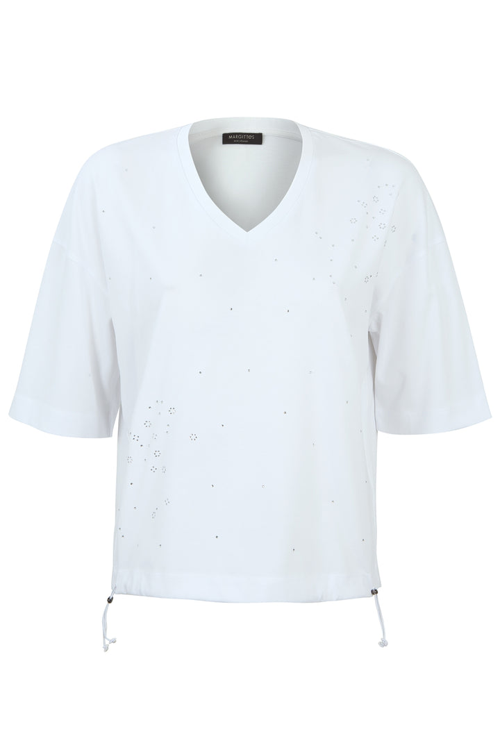 V-Ausschnitt T-Shirt mit Strass