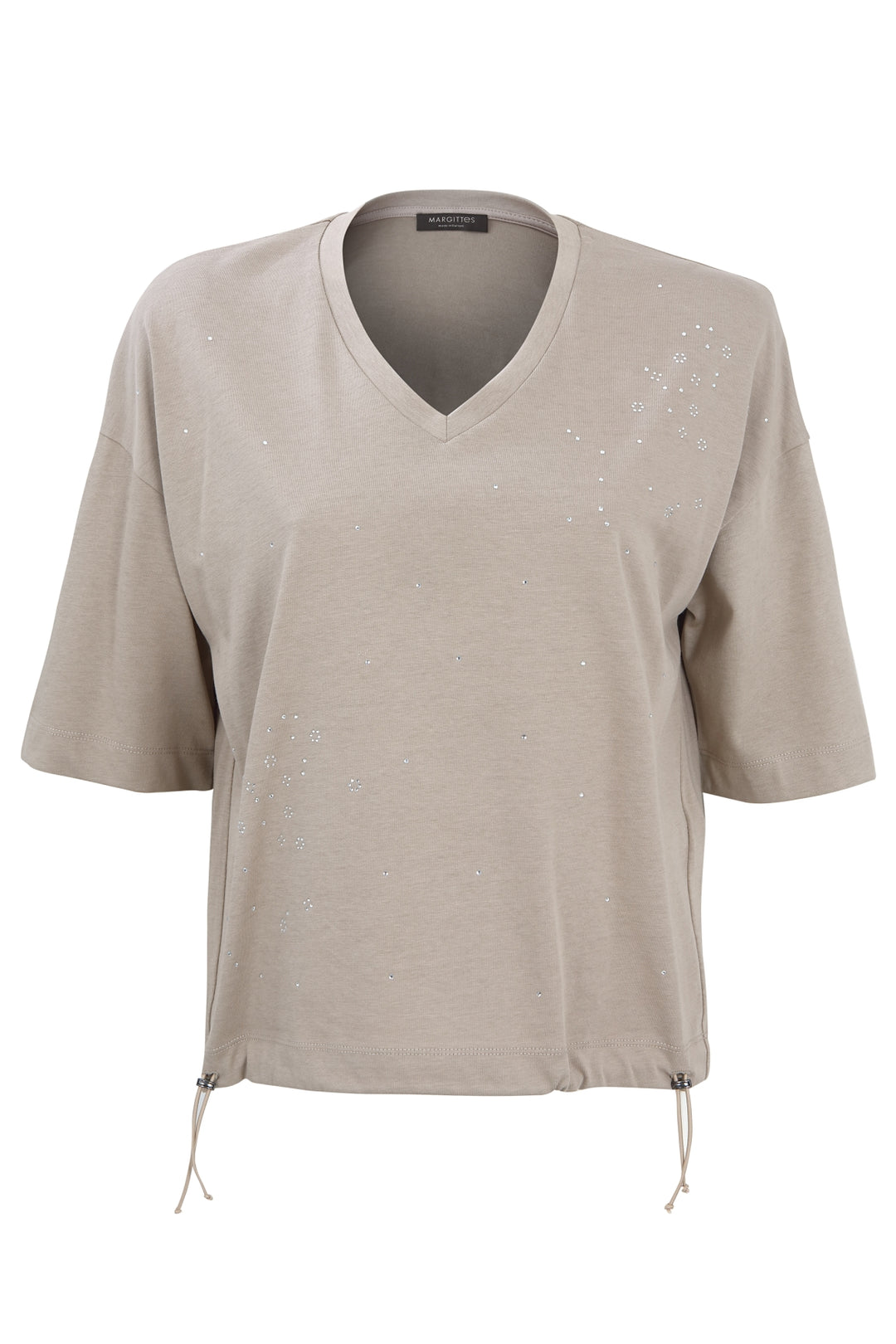 V-Ausschnitt T-Shirt mit Strass