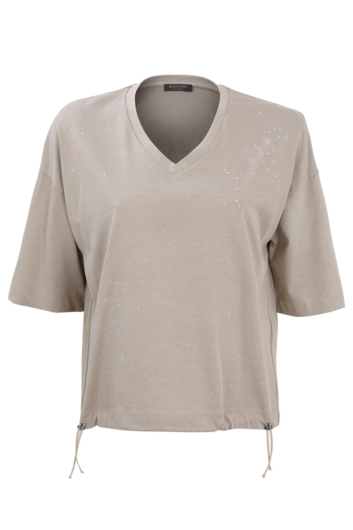 V-Ausschnitt T-Shirt mit Strass
