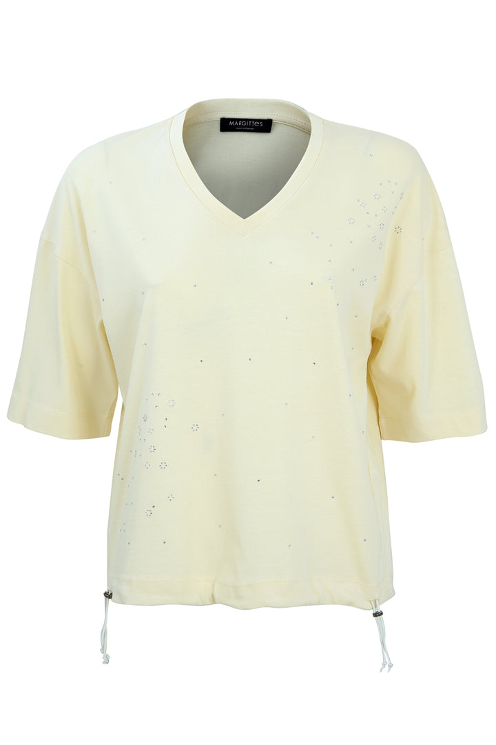 V-Ausschnitt T-Shirt mit Strass