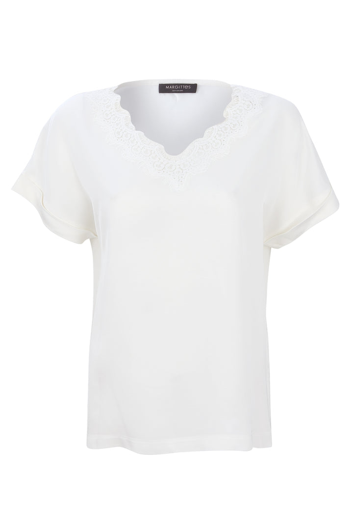 Edles Spitzenkragen T-Shirt