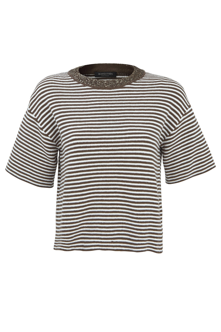 Paillettenkragen Streifen Shirt