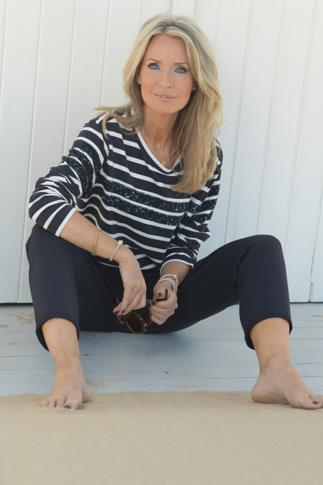 Pailletten Ringel Sweatshirt