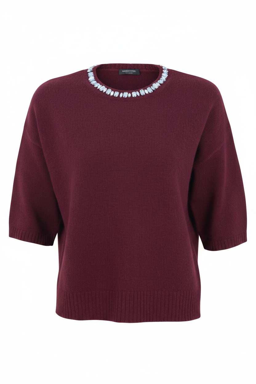 Strick-T-Shirt mit Strasssteinen 