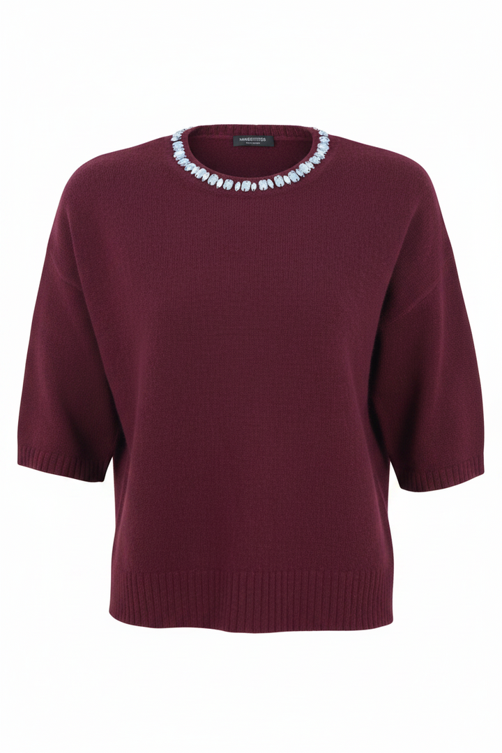 Strick-T-Shirt mit Strasssteinen 