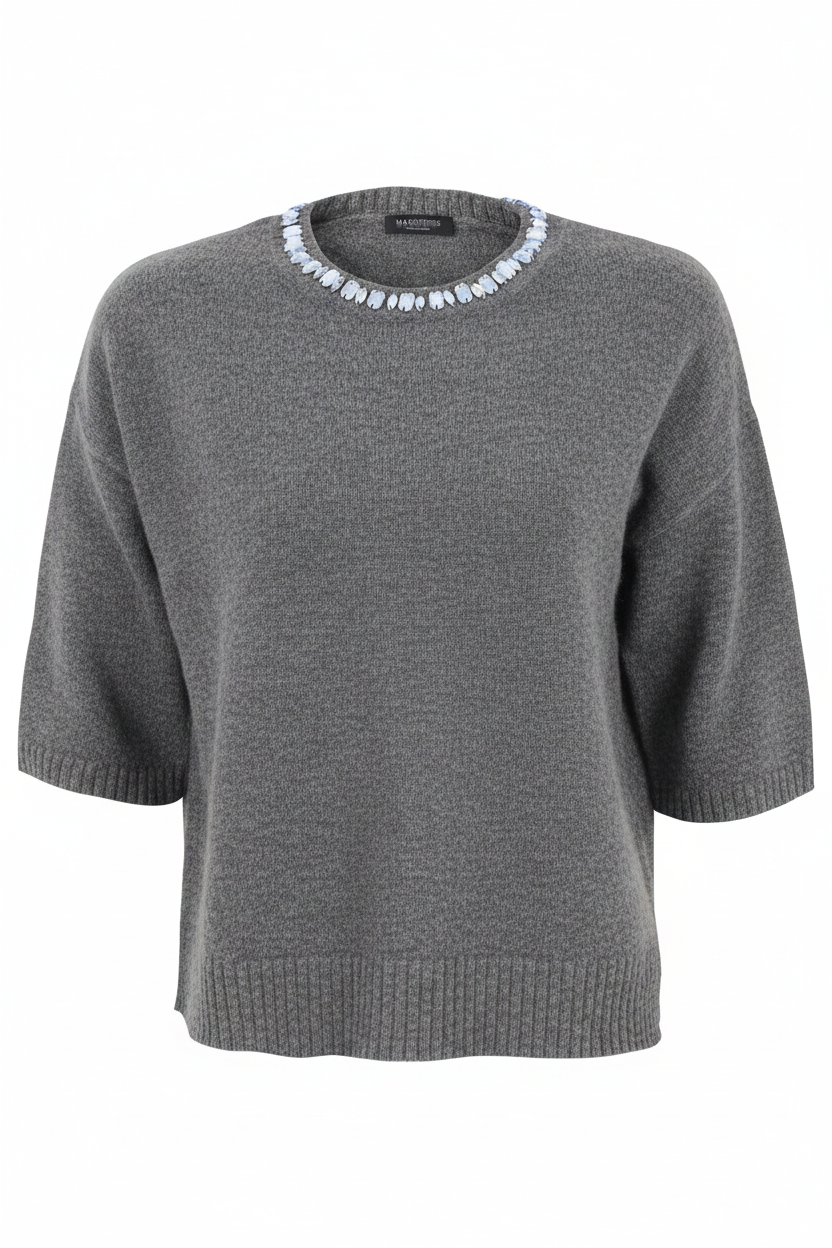 Strick-T-Shirt mit Strasssteinen 