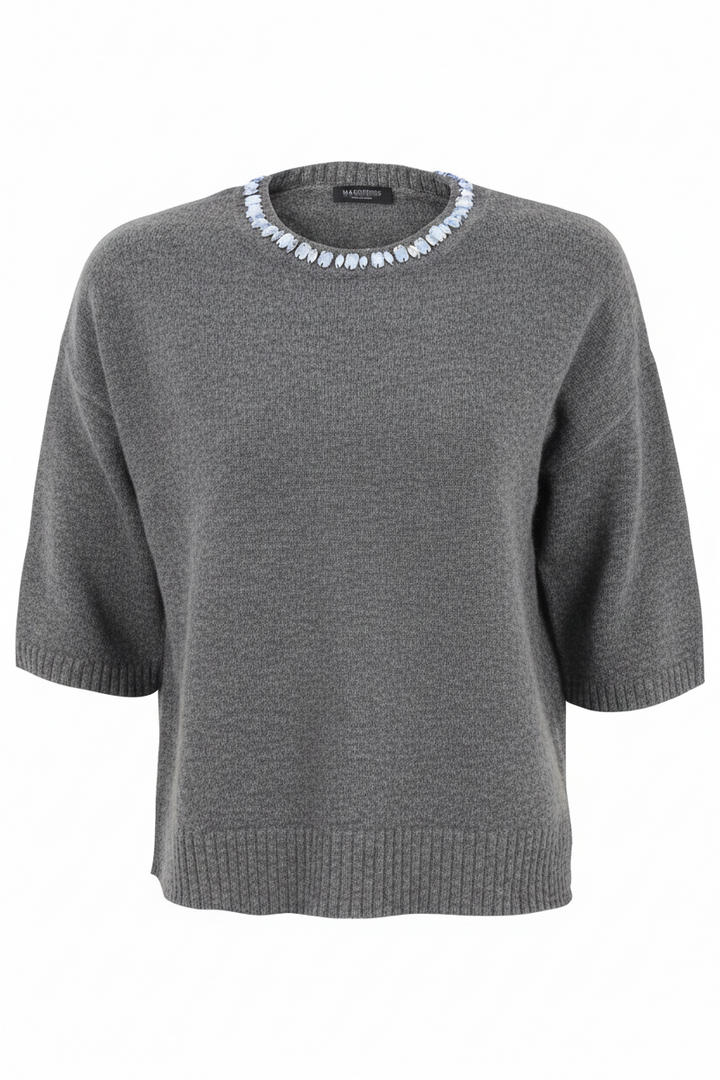 Strick-T-Shirt mit Strasssteinen 