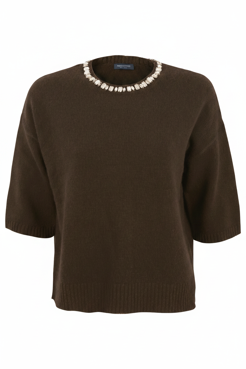 Strick-T-Shirt mit Strasssteinen 